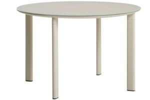 Kave Home Kr&eacute;mov&yacute; zahradn&iacute; stůl Erice &Oslash; 120 cm se skleněnou deskou