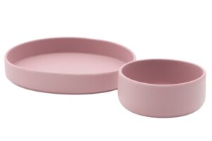 Kave Home Růžov&yacute; set silikonov&eacute;ho tal&iacute;ře a misky Lili