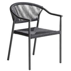 Kave Home &Scaron;ed&aacute; hlin&iacute;kov&aacute; zahradn&iacute; židle Livadia s v&yacute;pletem