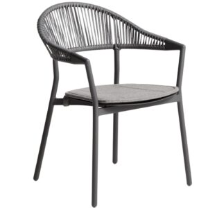 Kave Home &Scaron;ed&aacute; zahradn&iacute; židle Alimia s v&yacute;pletem