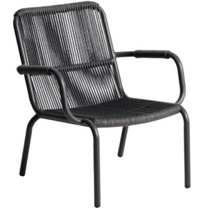 Kave Home &Scaron;ed&eacute; kovov&eacute; zahradn&iacute; křeslo Salis s v&yacute;pletem