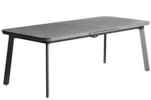 Kave Home &Scaron;ed&yacute; kovov&yacute; zahradn&iacute; rozkl&aacute;dac&iacute; stůl Izola 220/280 x 100 cm