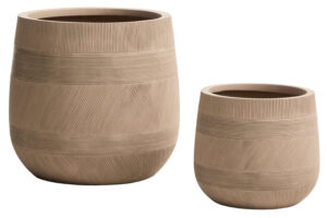 Kave Home Set dvou b&eacute;žov&yacute;ch zahradn&iacute;ch květin&aacute;čů Tival ⌀ 33/50 cm