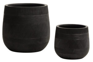 Kave Home Set dvou čern&yacute;ch zahradn&iacute;ch květin&aacute;čů Tival ⌀ 33/50 cm