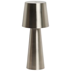 Kave Home Stř&iacute;brn&aacute; kovov&aacute; zahradn&iacute; stoln&iacute; LED lampa Arenys M