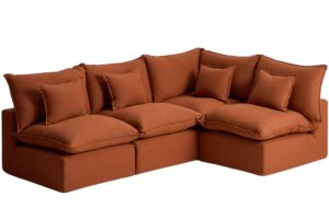 Kave Home Terakotov&aacute; rohov&aacute; pohovka Anarela 287 cm s odn&iacute;mateln&yacute;m potahem