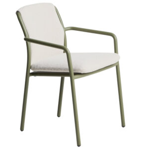 Kave Home Zelen&aacute; hlin&iacute;kov&aacute; zahradn&iacute; židle Linosa s pol&scaron;t&aacute;řem