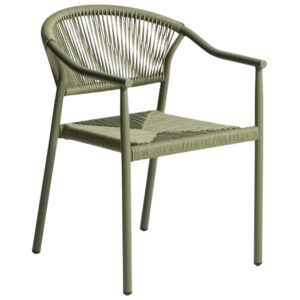 Kave Home Zelen&aacute; hlin&iacute;kov&aacute; zahradn&iacute; židle Livadia s v&yacute;pletem