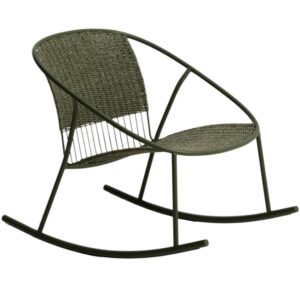 Kave Home Zelen&eacute; zahradn&iacute; houpac&iacute; křeslo Atrani s v&yacute;pletem