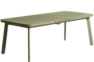 Kave Home Zelen&yacute; kovov&yacute; zahradn&iacute; rozkl&aacute;dac&iacute; stůl Izola 220/280 x 100 cm