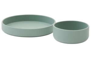Kave Home Zelen&yacute; set silikonov&eacute;ho tal&iacute;ře a misky Lili