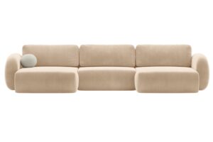 Maison Heritage B&eacute;žov&aacute; sametov&aacute; rozkl&aacute;dac&iacute; pohovka Kora 362 cm