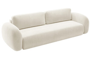 Maison Heritage Kr&eacute;mově b&iacute;l&aacute; sametov&aacute; rozkl&aacute;dac&iacute; pohovka Kora 262 cm