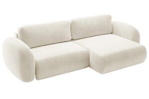 Maison Heritage Kr&eacute;mově b&iacute;l&aacute; sametov&aacute; rozkl&aacute;dac&iacute; pohovka Kora 262 cm