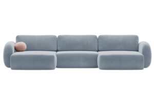 Maison Heritage Modro&scaron;ed&aacute; sametov&aacute; rozkl&aacute;dac&iacute; pohovka Kora 362 cm