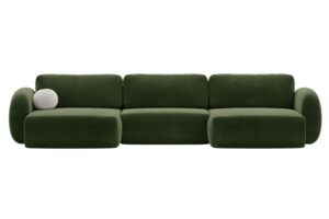 Maison Heritage Zelen&aacute; sametov&aacute; rozkl&aacute;dac&iacute; pohovka Kora 362 cm