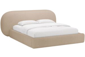 Micadoni B&eacute;žov&aacute; boucl&eacute; dvoulůžkov&aacute; postel Ovalo 180 x 200 cm s &uacute;ložn&yacute;m prostorem