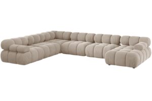 Micadoni B&eacute;žov&aacute; sametov&aacute; rohov&aacute; pohovka Bellis 376 cm