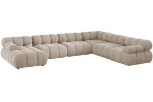 Micadoni B&eacute;žov&aacute; sametov&aacute; rohov&aacute; pohovka Bellis 376 cm