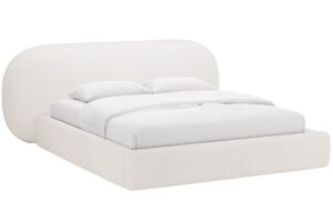 Micadoni B&iacute;l&aacute; boucl&eacute; dvoulůžkov&aacute; postel Ovalo 180 x 200 cm s &uacute;ložn&yacute;m prostorem