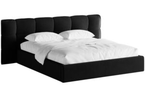 Micadoni Čern&aacute; sametov&aacute; dvoulůžkov&aacute; postel Eric 160 x 200 cm s &uacute;ložn&yacute;m prostorem