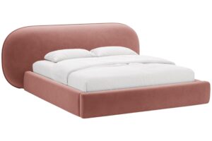 Micadoni Růžov&aacute; sametov&aacute; dvoulůžkov&aacute; postel Ovalo 180 x 200 cm s &uacute;ložn&yacute;m prostorem
