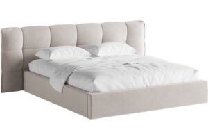 Micadoni Světle b&eacute;žov&aacute; sametov&aacute; dvoulůžkov&aacute; postel Eric 160 x 200 cm s &uacute;ložn&yacute;m prostorem