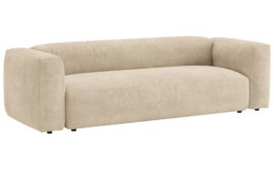 Micadoni Světle b&eacute;žov&aacute; sametov&aacute; rozkl&aacute;dac&iacute; pohovka Martina 264 cm