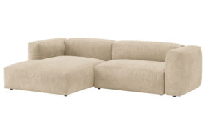 Micadoni Světle b&eacute;žov&aacute; sametov&aacute; rozkl&aacute;dac&iacute; pohovka Martina 280 cm