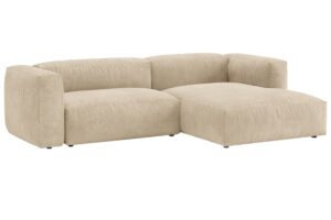 Micadoni Světle b&eacute;žov&aacute; sametov&aacute; rozkl&aacute;dac&iacute; pohovka Martina 280 cm