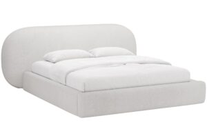 Micadoni Světle &scaron;ed&aacute; boucl&eacute; dvoulůžkov&aacute; postel Ovalo 160 x 200 cm s &uacute;ložn&yacute;m prostorem