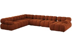 Micadoni Terakotově oranžov&aacute; sametov&aacute; rohov&aacute; pohovka Bellis 376 cm