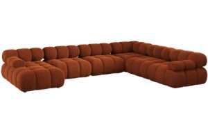 Micadoni Terakotově oranžov&aacute; sametov&aacute; rohov&aacute; pohovka Bellis 376 cm