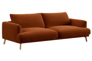 Micadoni Terakotově oranžov&aacute; sametov&aacute; trojm&iacute;stn&aacute; pohovka Naomi 200 cm