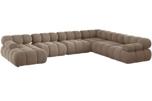 Micadoni Tmavě b&eacute;žov&aacute; sametov&aacute; rohov&aacute; pohovka Bellis 376 cm