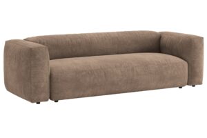 Micadoni Tmavě b&eacute;žov&aacute; sametov&aacute; rozkl&aacute;dac&iacute; pohovka Martina 264 cm