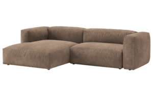 Micadoni Tmavě b&eacute;žov&aacute; sametov&aacute; rozkl&aacute;dac&iacute; pohovka Martina 280 cm