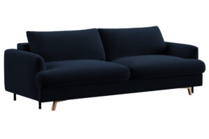 Micadoni Tmavě modr&aacute; sametov&aacute; rozkl&aacute;dac&iacute; pohovka Naomi 233 cm