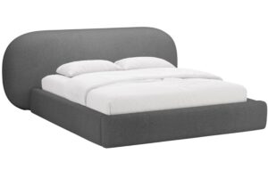 Micadoni Tmavě &scaron;ed&aacute; boucl&eacute; dvoulůžkov&aacute; postel Ovalo 180 x 200 cm s &uacute;ložn&yacute;m prostorem