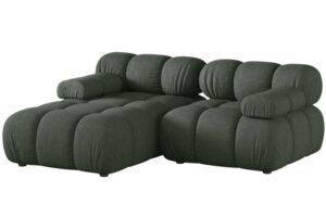 Micadoni Tmavě zelen&aacute; rohov&aacute; pohovka Bellis II. 188 cm