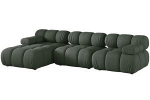 Micadoni Tmavě zelen&aacute; rohov&aacute; pohovka Bellis II. 282 cm
