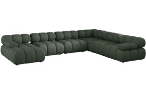 Micadoni Tmavě zelen&aacute; rohov&aacute; pohovka Bellis II. 376 cm