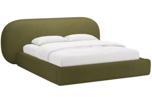Micadoni Zelen&aacute; boucl&eacute; dvoulůžkov&aacute; postel Ovalo 180 x 200 cm s &uacute;ložn&yacute;m prostorem
