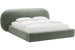 Micadoni Zelen&aacute; sametov&aacute; dvoulůžkov&aacute; postel Ovalo 180 x 200 cm s &uacute;ložn&yacute;m prostorem
