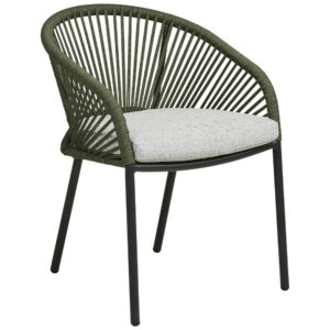 Nordic Living Zelen&aacute; zahradn&iacute; židle Vellano s v&yacute;pletem
