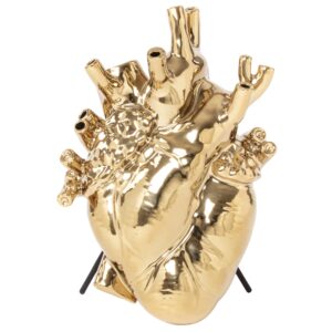 Seletti Zlat&aacute; porcel&aacute;nov&aacute; v&aacute;za Love in Bloom 25 cm