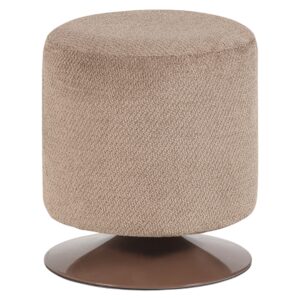 WOOOD Hněd&yacute; boucl&eacute; otočn&yacute; taburet Islen &oslash; 39 cm