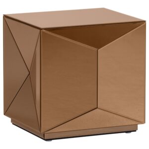 WOOOD Hněd&yacute; zrcadlov&yacute; odkl&aacute;dac&iacute; stolek Glintz 40 x 40 cm