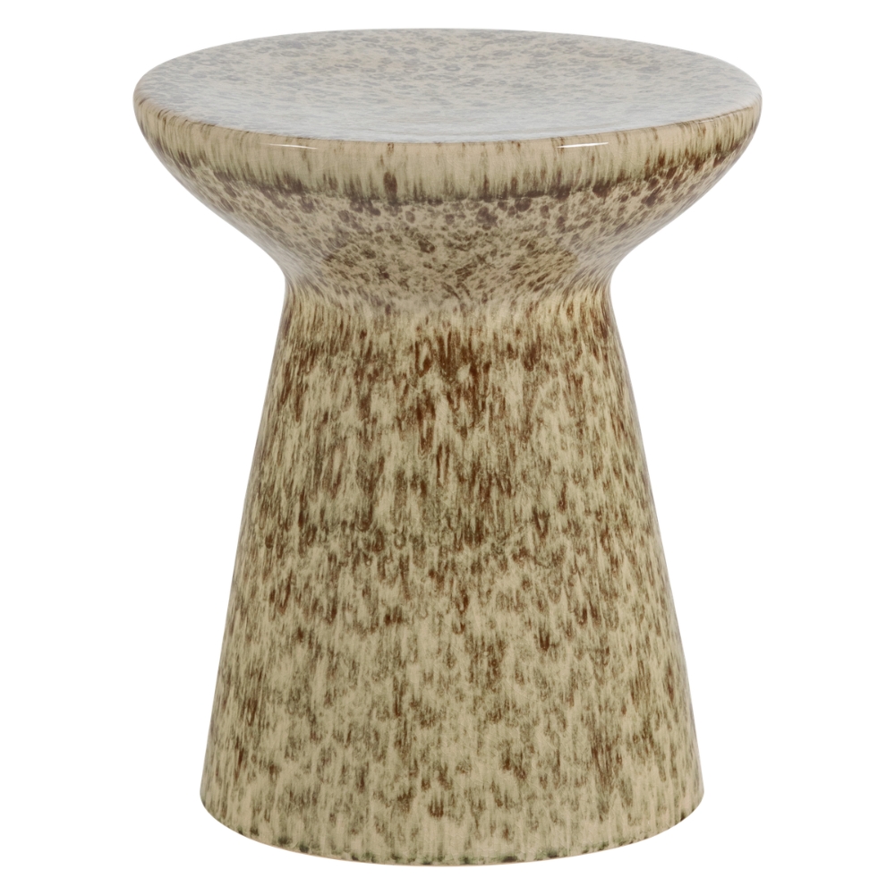 WOOOD Světle hnědý keramický odkládací stolek Fleck ø 35 cm