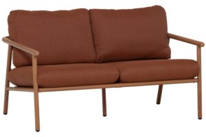 WOOOD Terakotově oranžov&aacute; kovov&aacute; dvoum&iacute;stn&aacute; zahradn&iacute; pohovka Cavero s pol&scaron;t&aacute;ři 129 cm